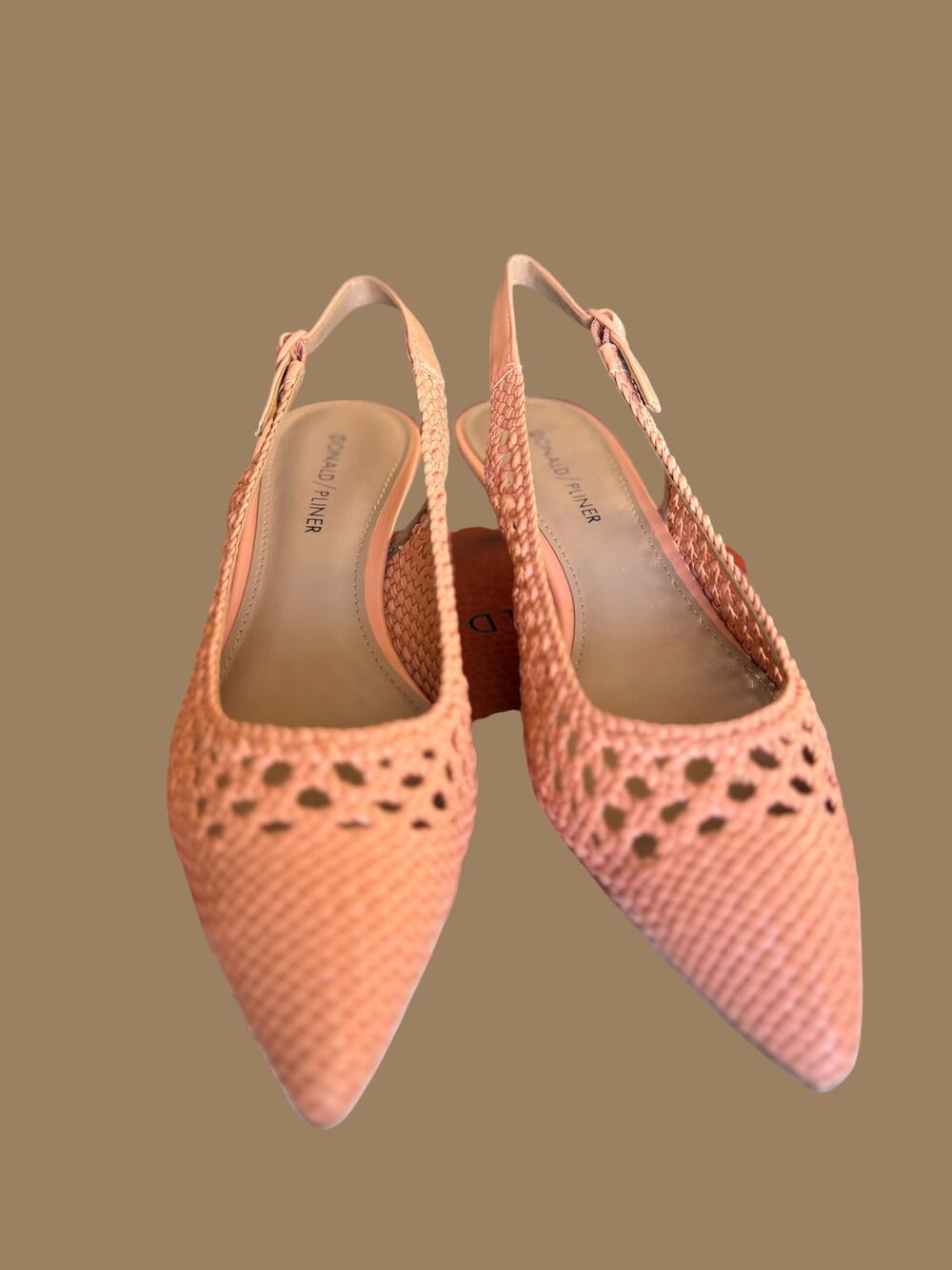 Donald/Pliner Rose Nappa Woven Kitten Heel Sz. 7- NWB